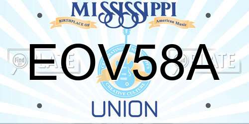 EOV58A Mississippi License Plate