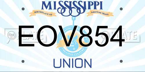 EOV854 Mississippi License Plate