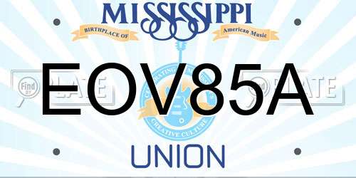 EOV85A Mississippi License Plate
