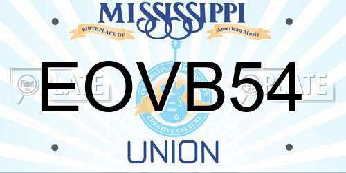 EOVB54 Mississippi License Plate