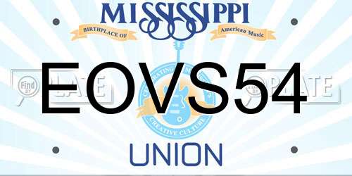EOVS54 Mississippi License Plate
