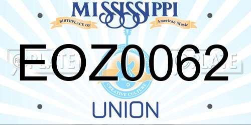 EOZ0062 Mississippi License Plate
