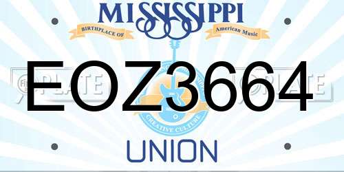 EOZ3664 Mississippi License Plate
