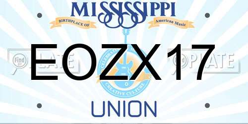 EOZX17 Mississippi License Plate