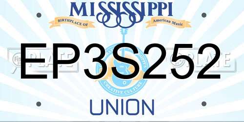EP3S252 Mississippi License Plate