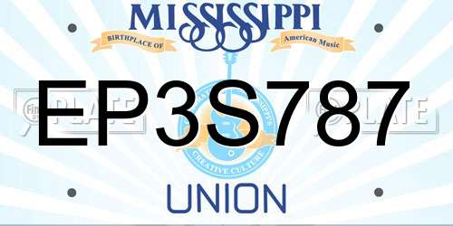 EP3S787 Mississippi License Plate