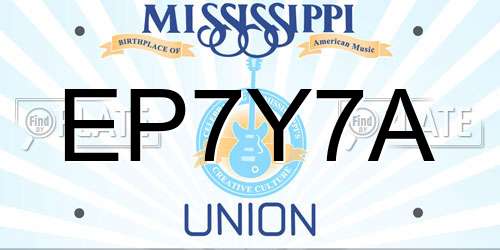 EP7Y7A Mississippi License Plate