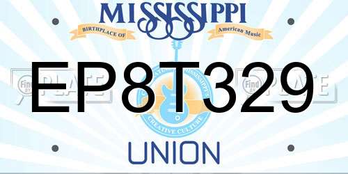 EP8T329 Mississippi License Plate