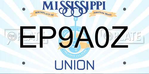 EP9A0Z Mississippi License Plate
