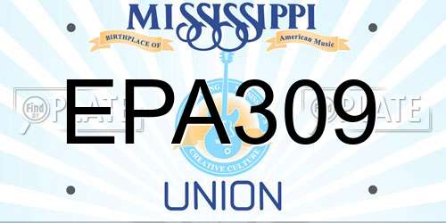 EPA309 Mississippi License Plate