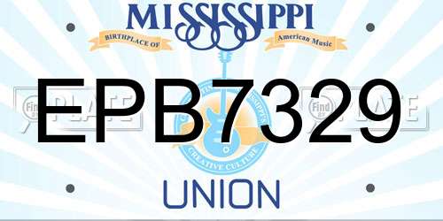 EPB7329 Mississippi License Plate