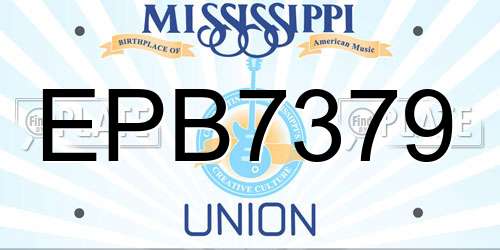 EPB7379 Mississippi License Plate
