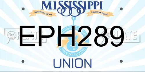 EPH289 Mississippi License Plate