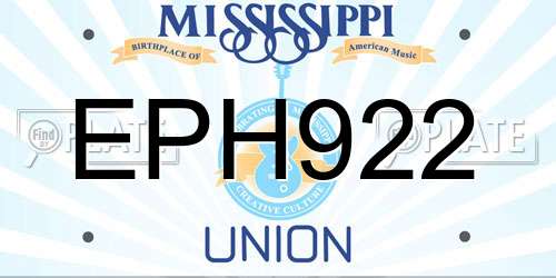 EPH922 Mississippi License Plate