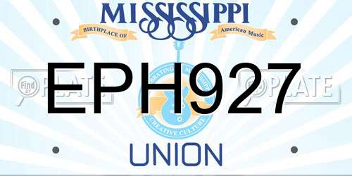 EPH927 Mississippi License Plate