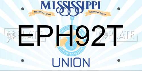 EPH92T Mississippi License Plate