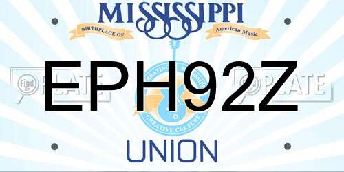 EPH92Z Mississippi License Plate