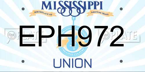 EPH972 Mississippi License Plate