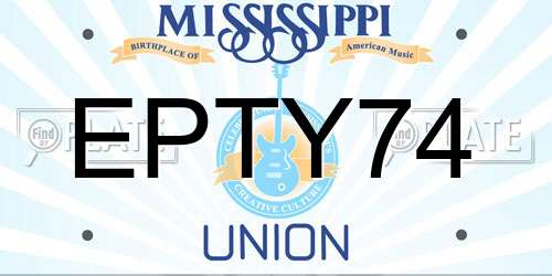 EPTY74 Mississippi License Plate