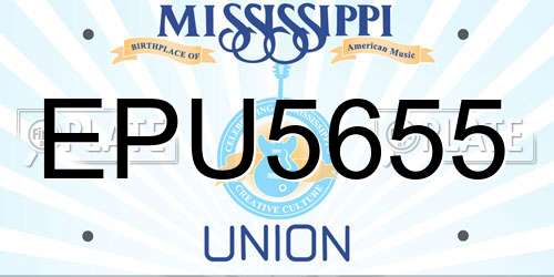 EPU5655 Mississippi License Plate
