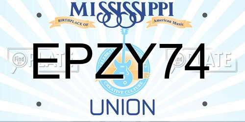 EPZY74 Mississippi License Plate