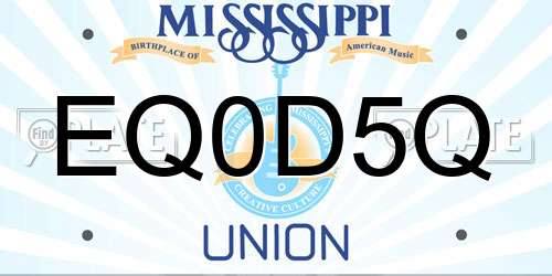 EQ0D5Q Mississippi License Plate