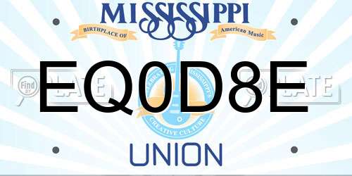 EQ0D8E Mississippi License Plate