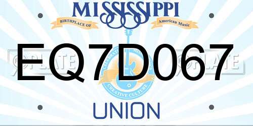 EQ7D067 Mississippi License Plate