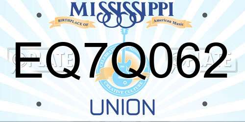 EQ7Q062 Mississippi License Plate