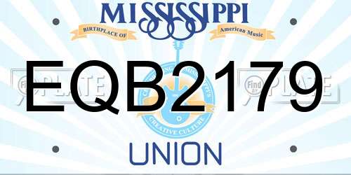 EQB2179 Mississippi License Plate