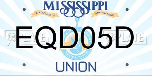 EQD05D Mississippi License Plate