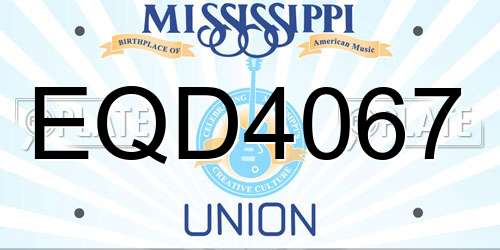 EQD4067 Mississippi License Plate