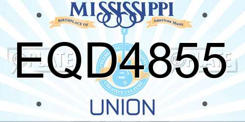 EQD4855 Mississippi License Plate