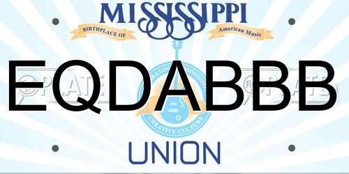 EQDABBB Mississippi License Plate