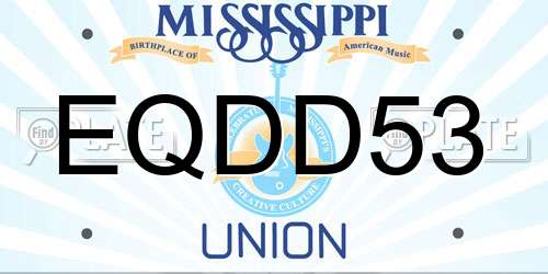 EQDD53 Mississippi License Plate