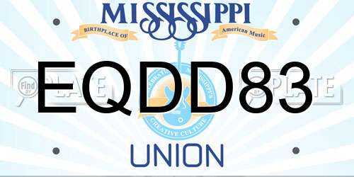 EQDD83 Mississippi License Plate