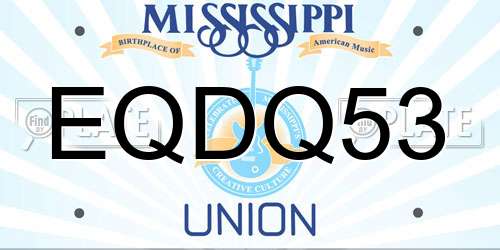 EQDQ53 Mississippi License Plate