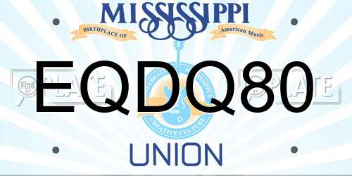 EQDQ80 Mississippi License Plate