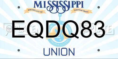 EQDQ83 Mississippi License Plate