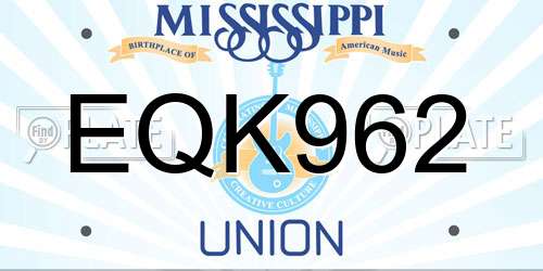 EQK962 Mississippi License Plate