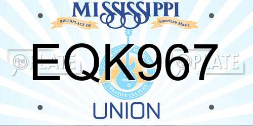 EQK967 Mississippi License Plate
