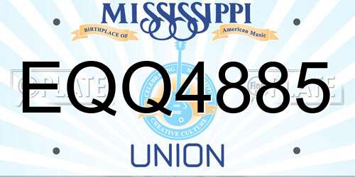 EQQ4885 Mississippi License Plate