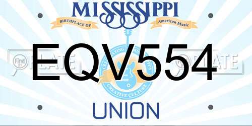 EQV554 Mississippi License Plate