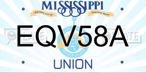 EQV58A Mississippi License Plate