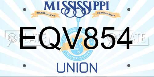 EQV854 Mississippi License Plate
