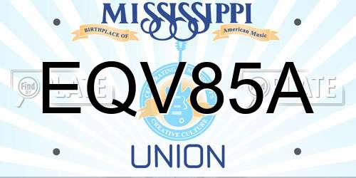 EQV85A Mississippi License Plate