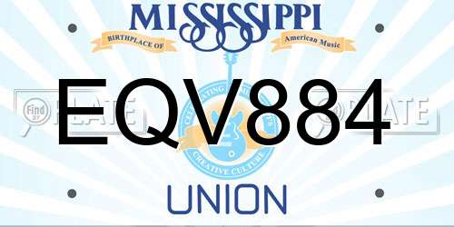 EQV884 Mississippi License Plate