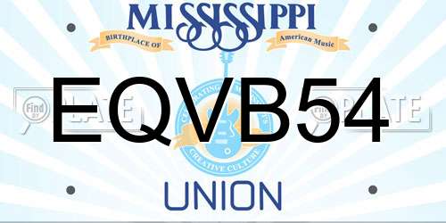 EQVB54 Mississippi License Plate