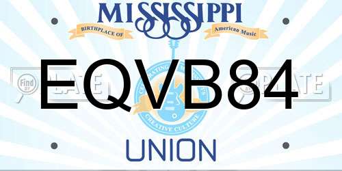 EQVB84 Mississippi License Plate