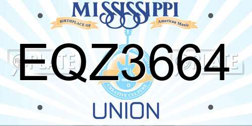EQZ3664 Mississippi License Plate